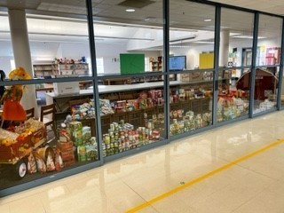 Food drive library window