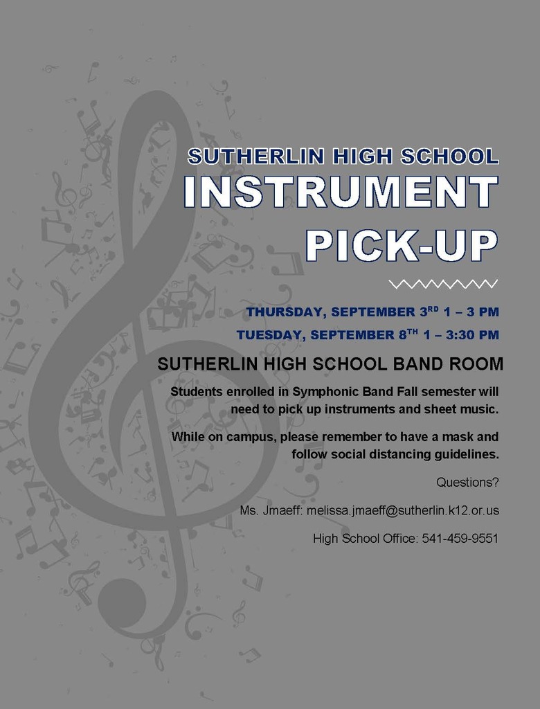 Sutherlin High School Instrument Pick Up